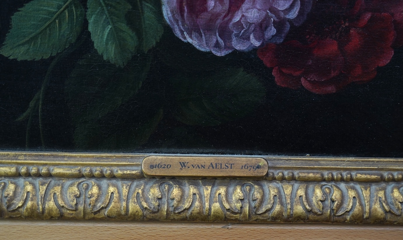 Follower of Willem van Aelst, Dutch 1627-1683, A still life study of flowers